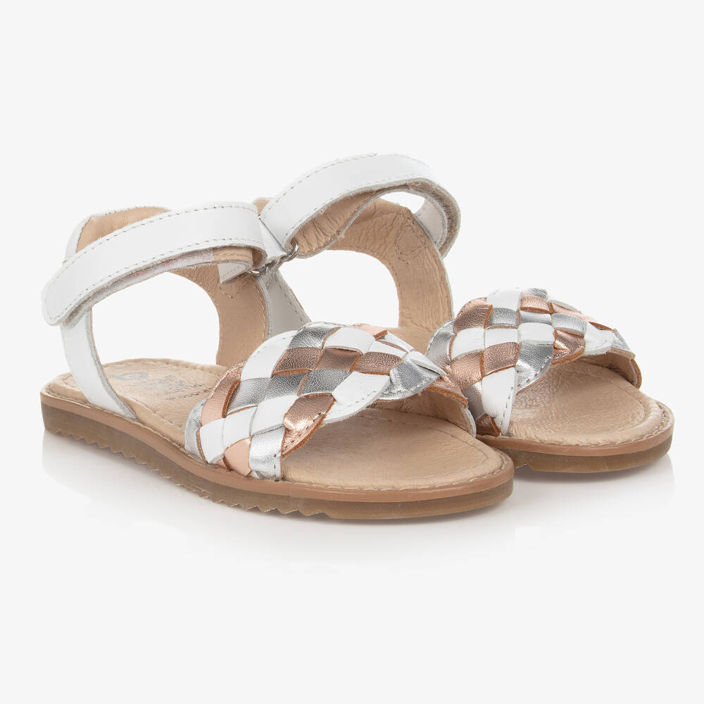 Old Soles - Girls White Braided Leather Sandals | Childrensalon