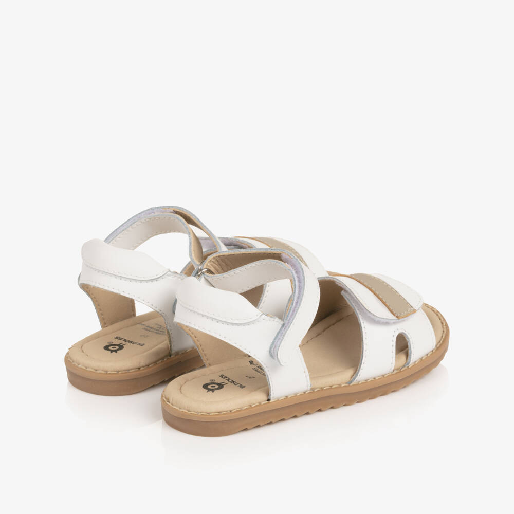 Old Soles-Girls White & Gold Leather Velcro Sandals | Childrensalon Outlet