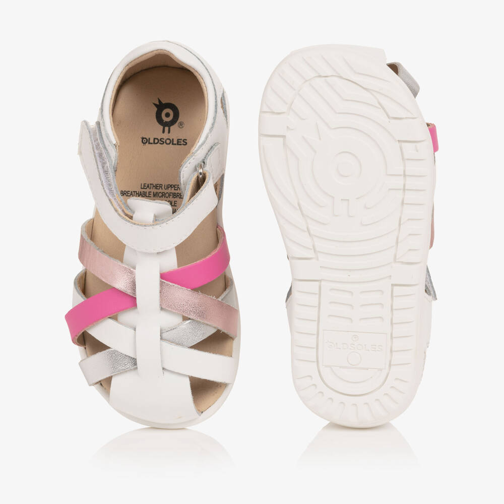 Old Soles-Girls White Leather First Walker Sandals | Childrensalon Outlet