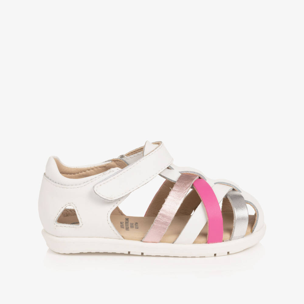 Old Soles-Girls White Leather First Walker Sandals | Childrensalon Outlet