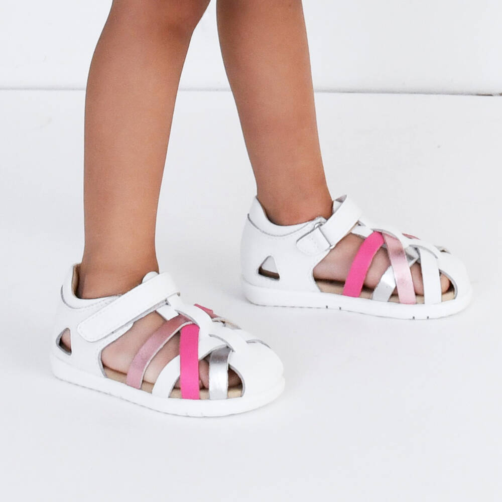 Old Soles-Girls White Leather First Walker Sandals | Childrensalon Outlet