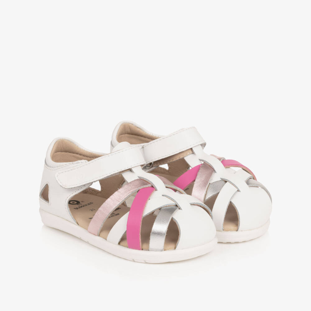 Old Soles-Girls White Leather First Walker Sandals | Childrensalon Outlet
