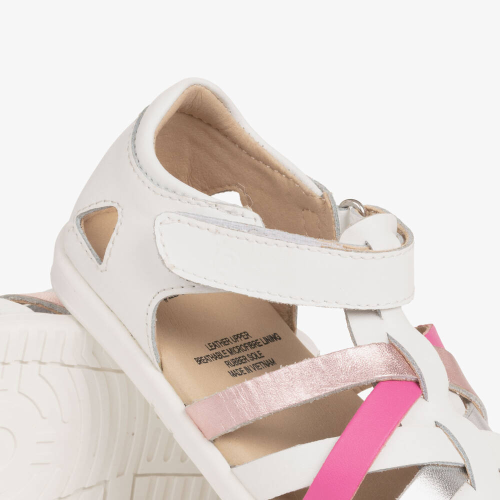 Old Soles-Girls White Leather First Walker Sandals | Childrensalon Outlet