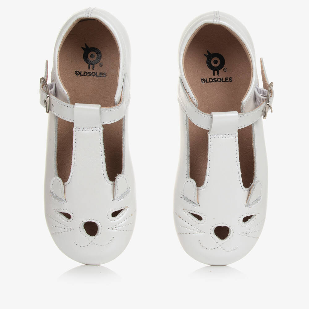 Old Soles Girls White Leather Kitten Shoes Childrensalon Outlet