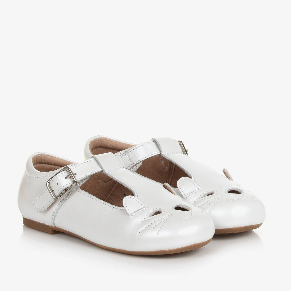 Old Soles - Girls White Leather Kitten Shoes | Childrensalon