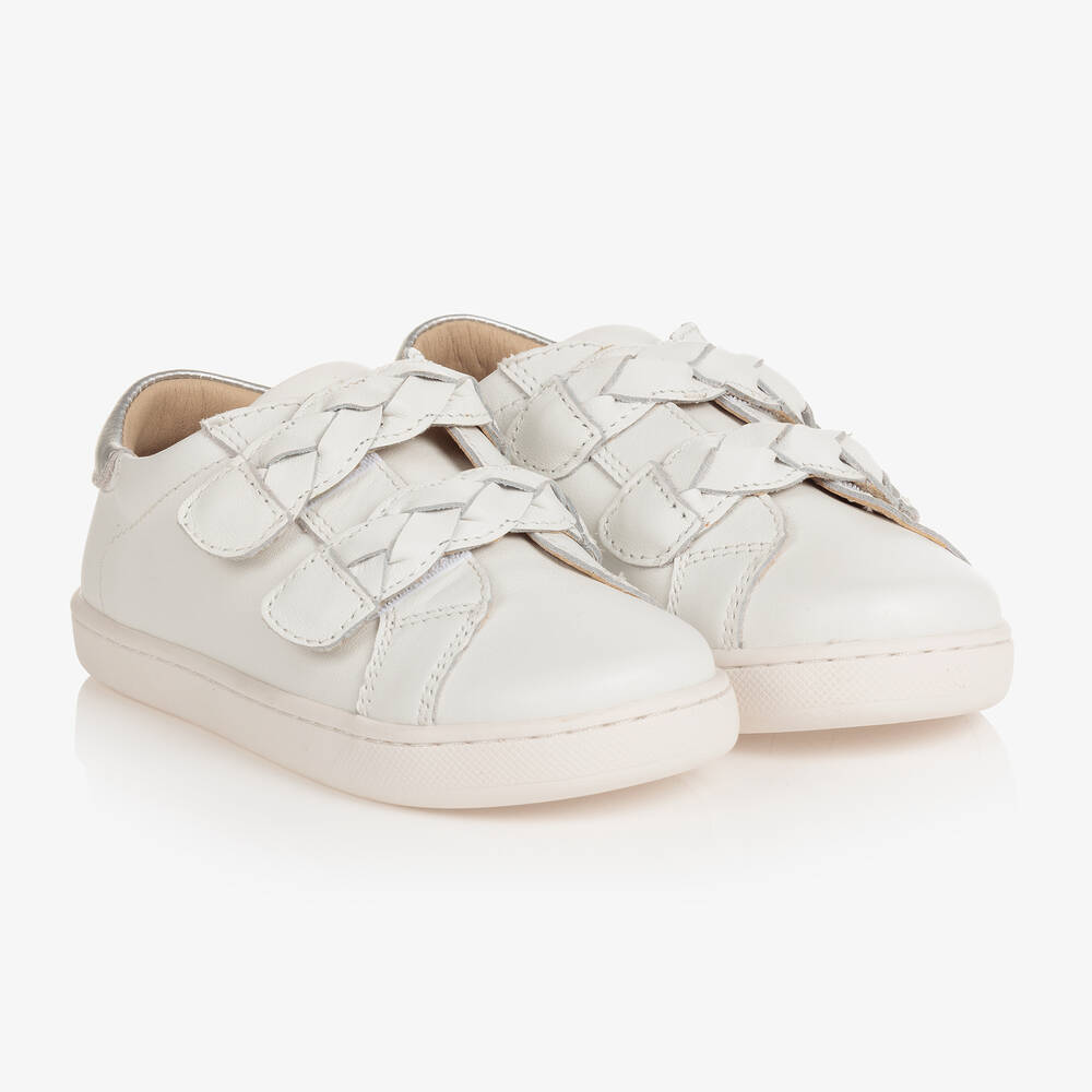 Old Soles - Girls White Leather Plait Straps Trainers | Childrensalon