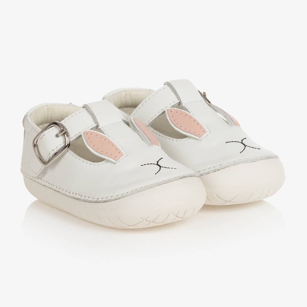Old Soles - حذاء جلد لون أبيض لمرحلة بدء المشي للمولودات | Childrensalon