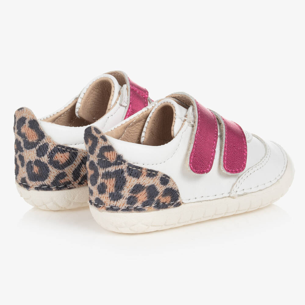 أولد سولز-Girls White & Pink First Walker Trainers | Childrensalon Outlet