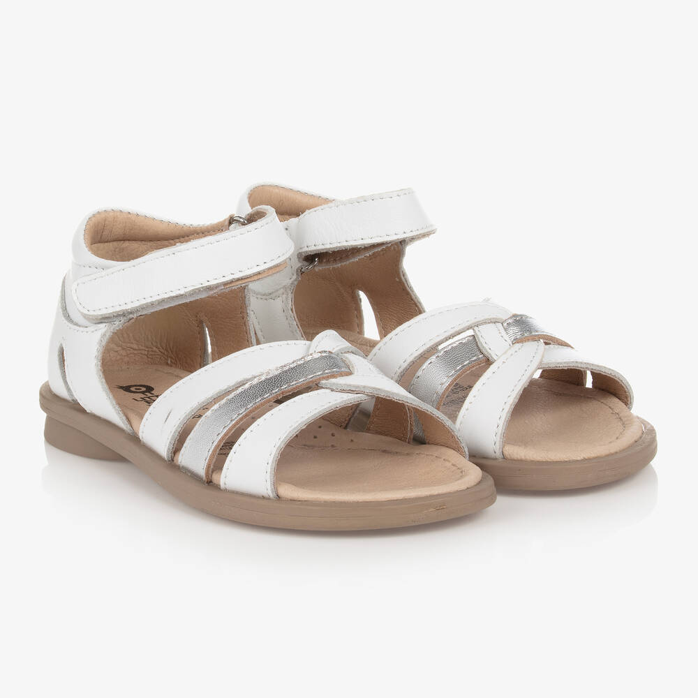 Old Soles - Ledersandalen in Weiß und Silber | Childrensalon