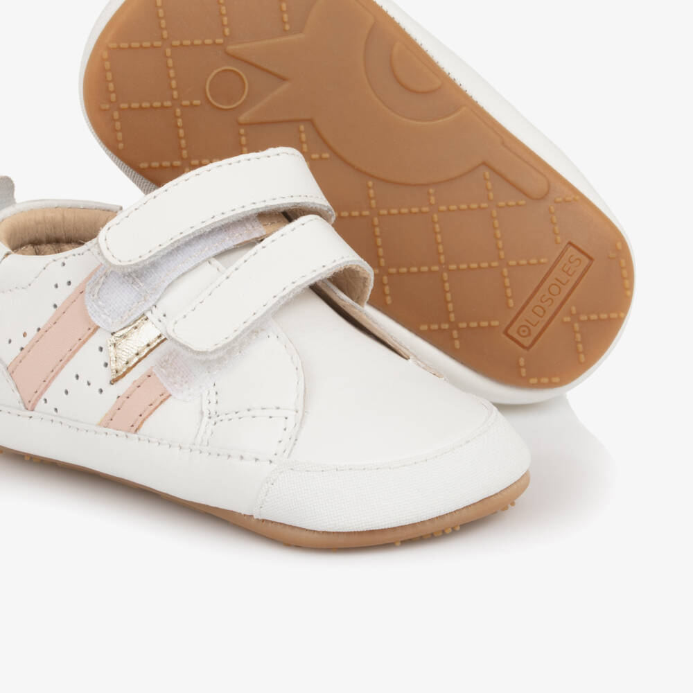 Old Soles-Girls White Trainers with Pink Accents | Childrensalon Outlet