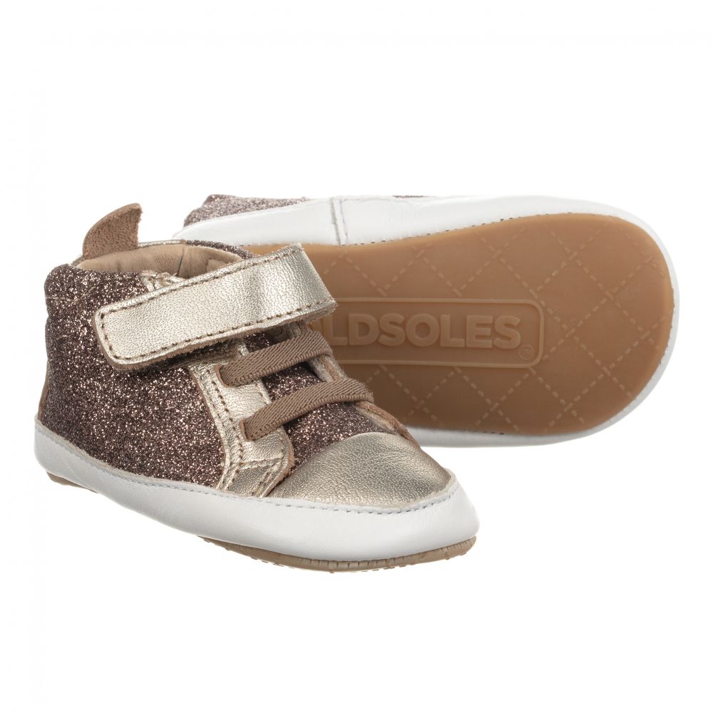 Old Soles - Gold Leather Baby Trainers | Childrensalon