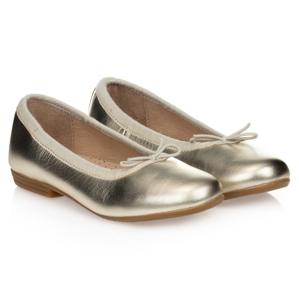 Old Soles Gold Leather Ballerina Flats Childrensalon Outlet
