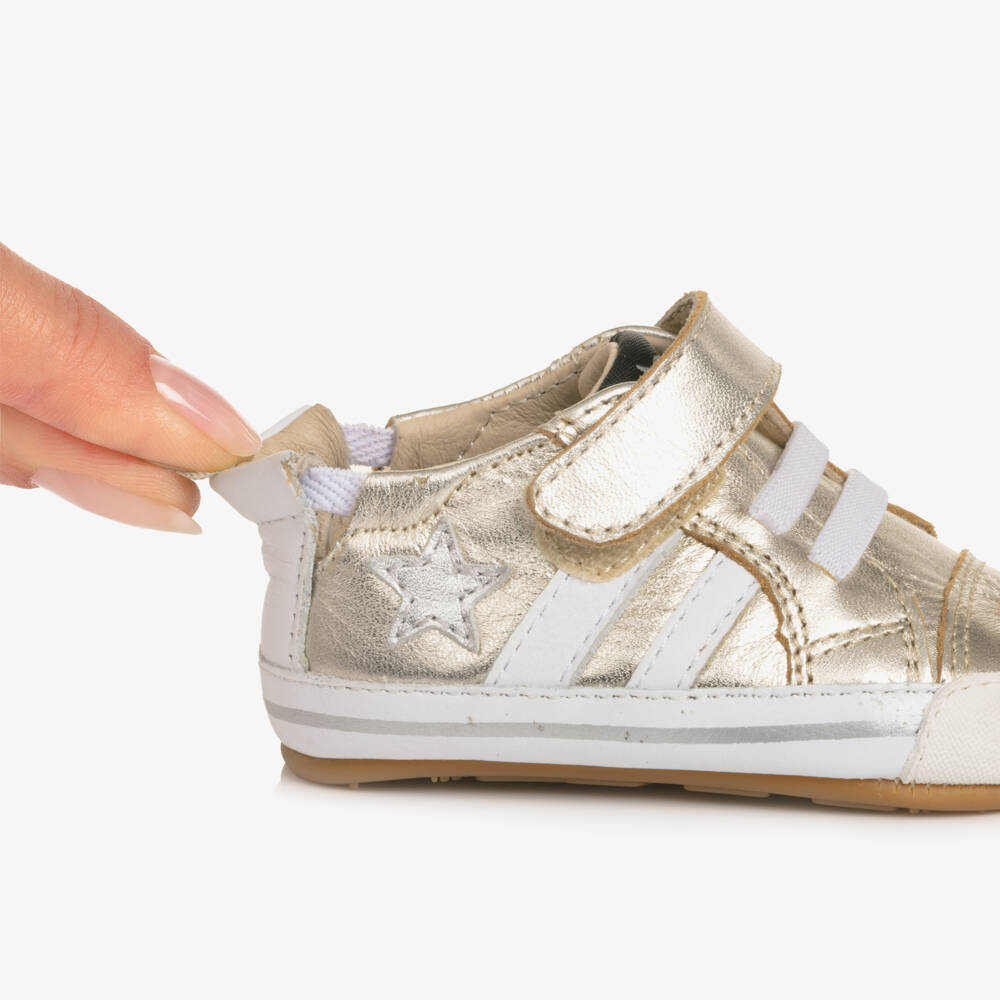Old Soles-Gold Leather Pre-Walker Trainers | Childrensalon Outlet