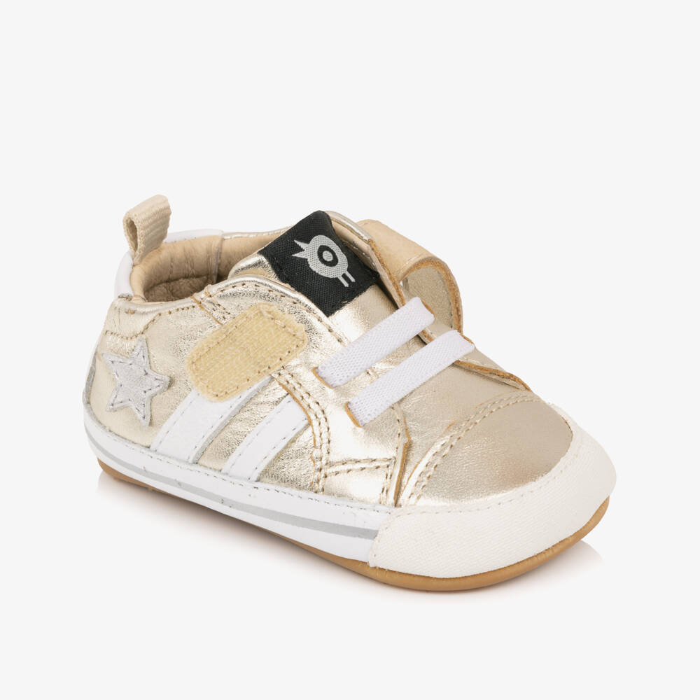 Old Soles-Gold Leather Pre-Walker Trainers | Childrensalon Outlet