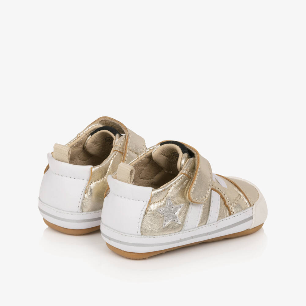 Old Soles-Gold Leather Pre-Walker Trainers | Childrensalon Outlet