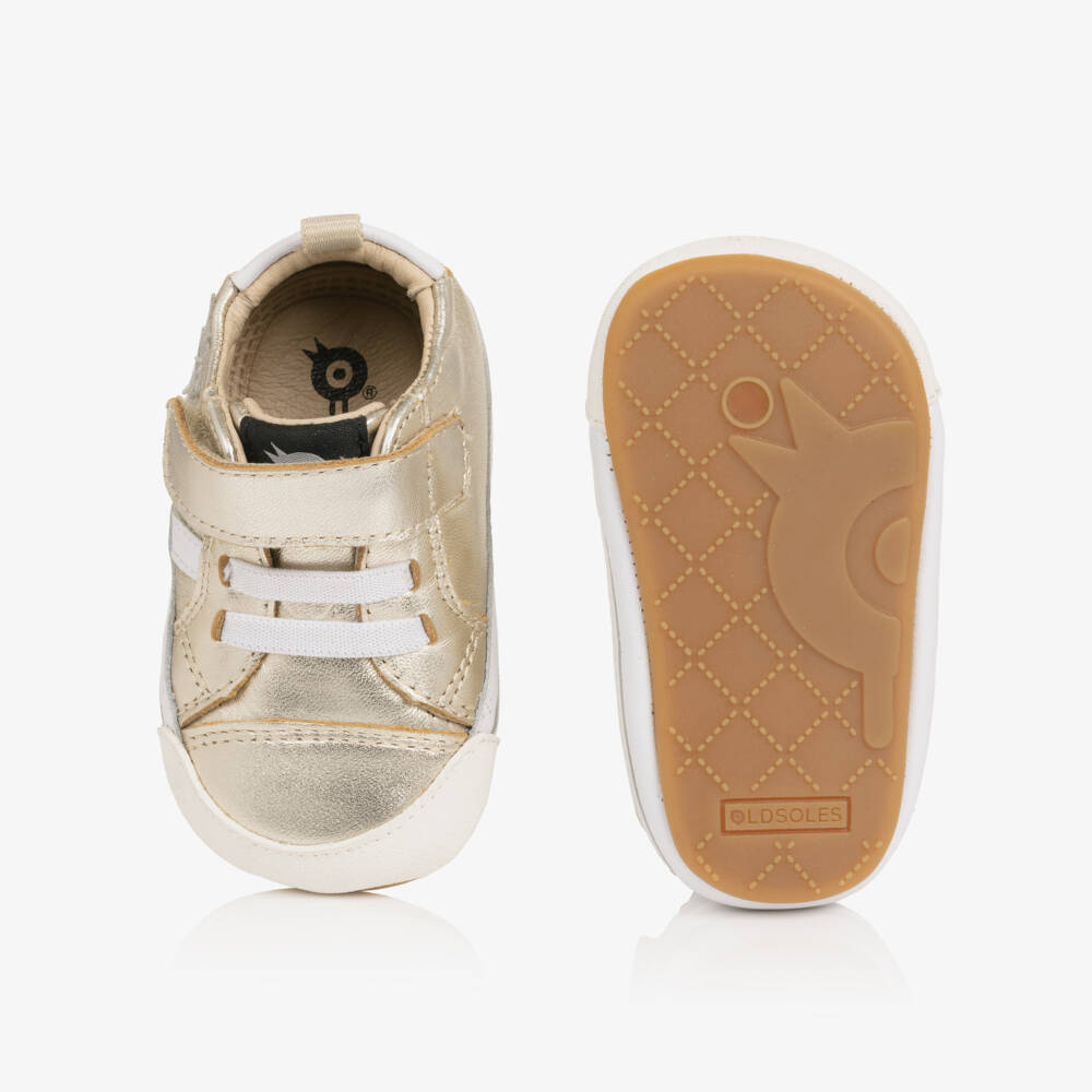 Old Soles-Gold Leather Pre-Walker Trainers | Childrensalon Outlet