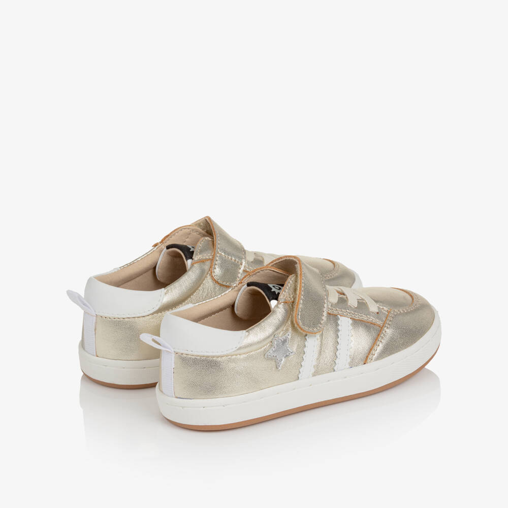Old Soles-Gold Leather Trainers with Stars & Stripes | Childrensalon Outlet