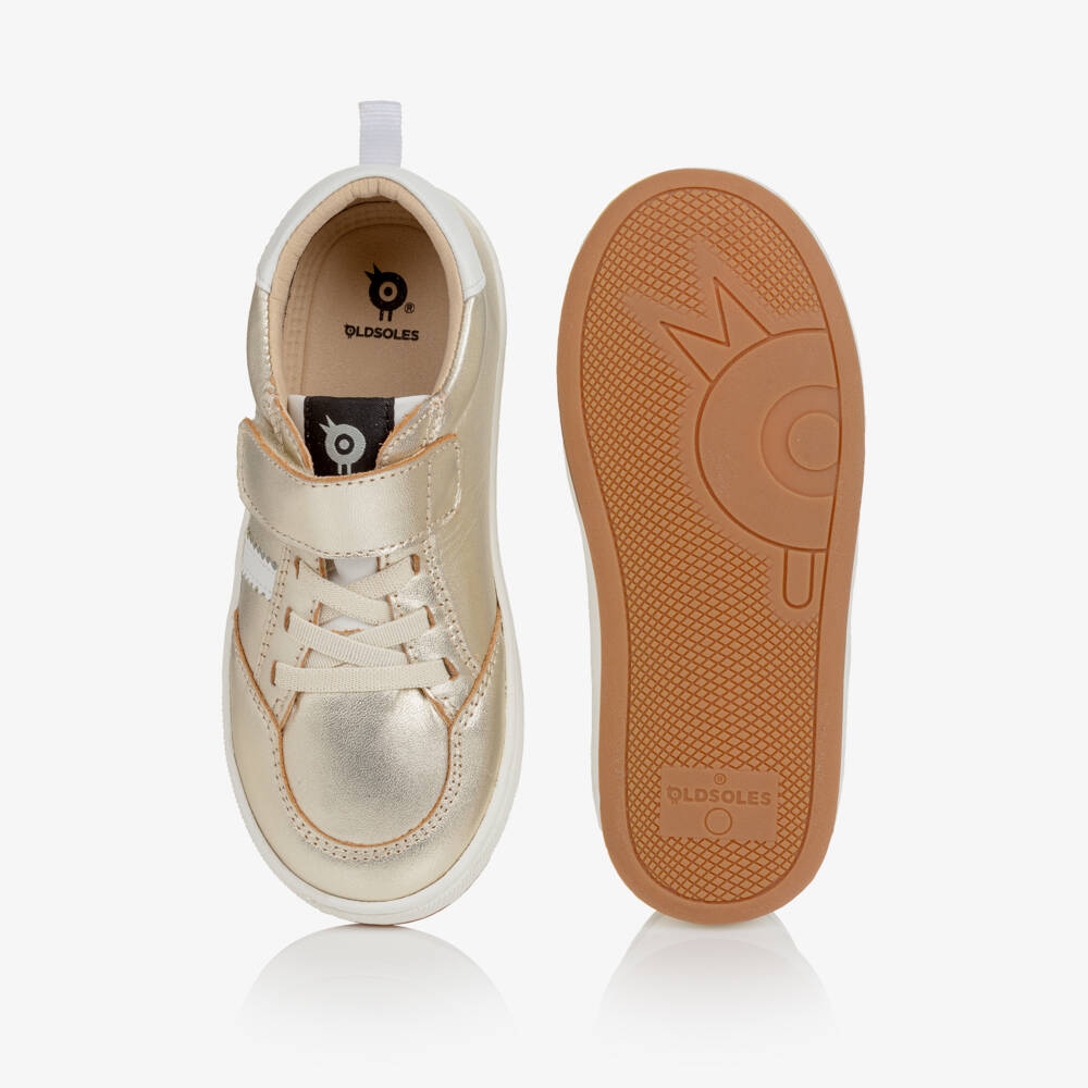 Old Soles-Gold Leather Trainers with Stars & Stripes | Childrensalon Outlet