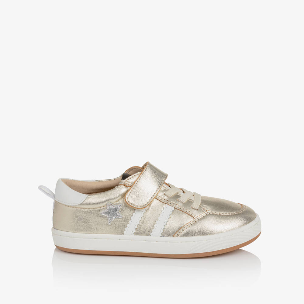 Old Soles-Gold Leather Trainers with Stars & Stripes | Childrensalon Outlet