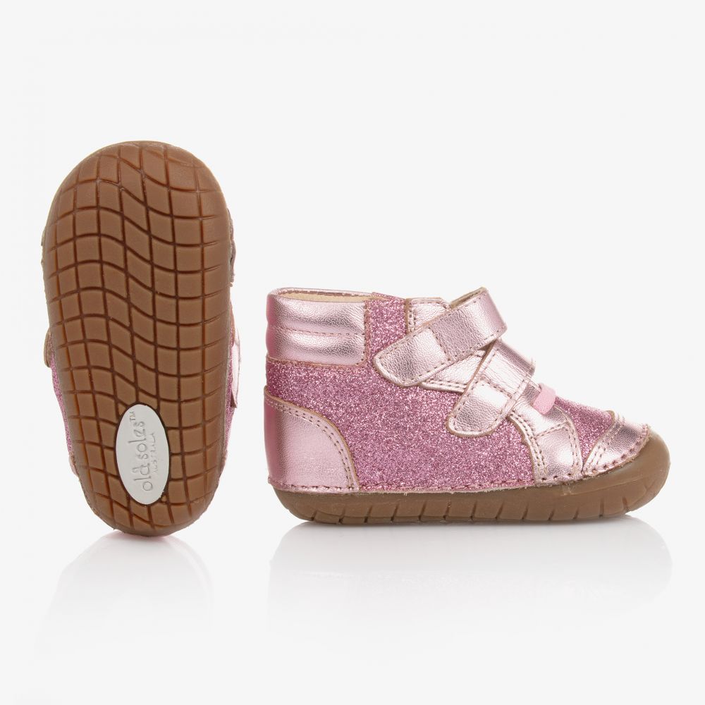 أولد سولز-حذاء أطفال بناتي جلد لون زهري لمرحلة بدء المشي | Childrensalon Outlet