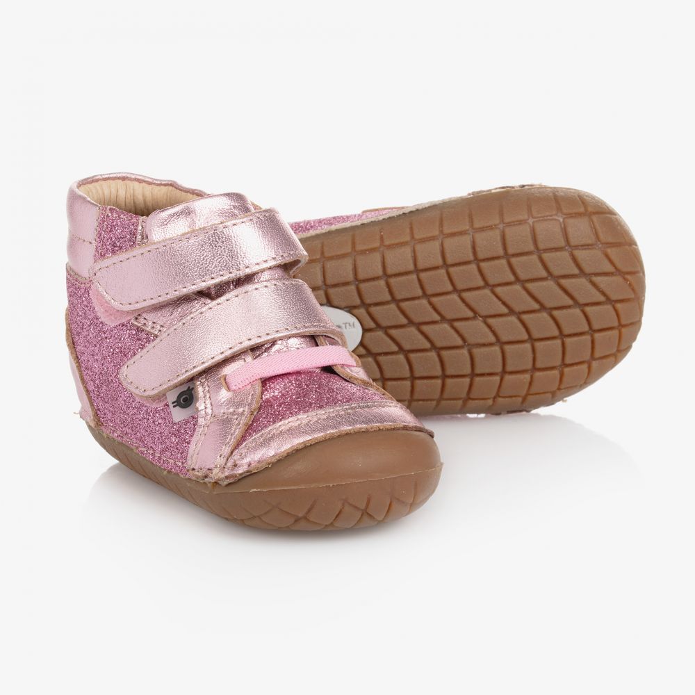 Old Soles - حذاء أطفال بناتي جلد لون زهري لمرحلة بدء المشي | Childrensalon