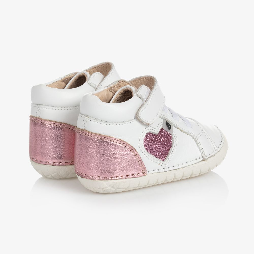 أولد سولز-حذاء ترينرز جلد لون أبيض لمرحلة بدء المشي للمولودات | Childrensalon Outlet