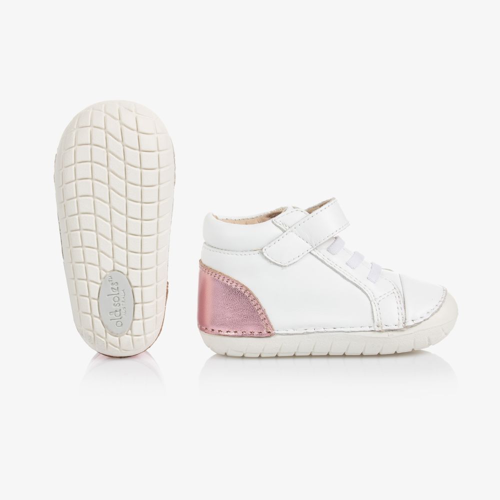 أولد سولز-حذاء ترينرز جلد لون أبيض لمرحلة بدء المشي للمولودات | Childrensalon Outlet
