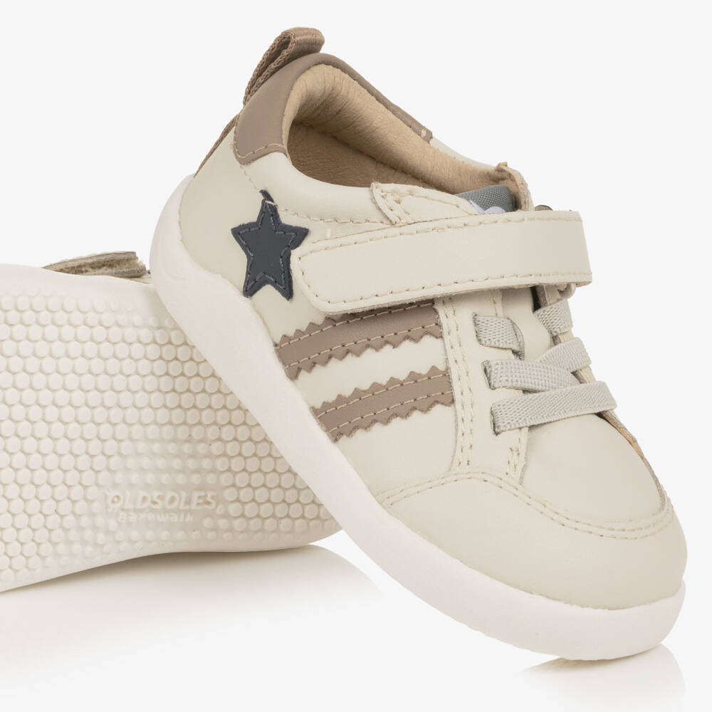 Old Soles-Light Beige Leather First Walker Trainers | Childrensalon Outlet