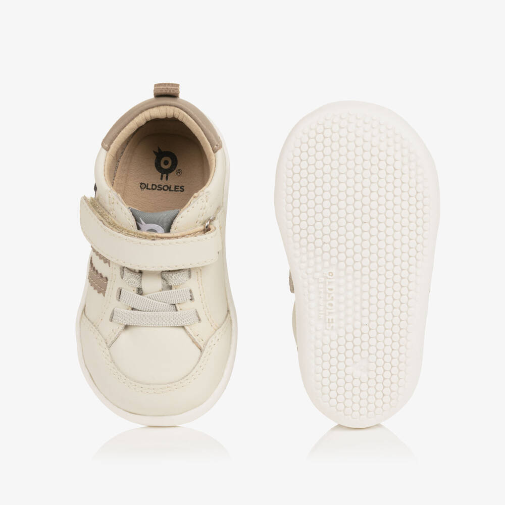 Old Soles-Light Beige Leather First Walker Trainers | Childrensalon Outlet