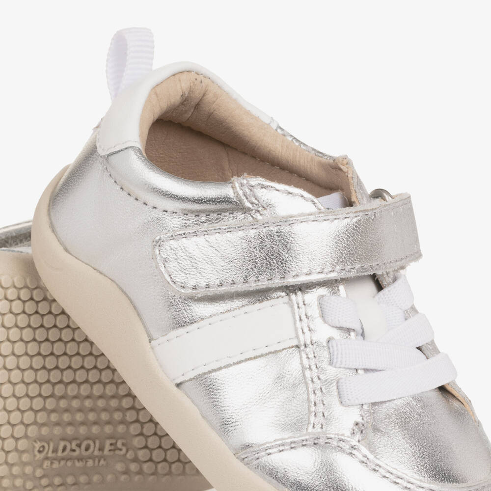 Old Soles-Metallic Silver Leather First Walker Trainers | Childrensalon Outlet