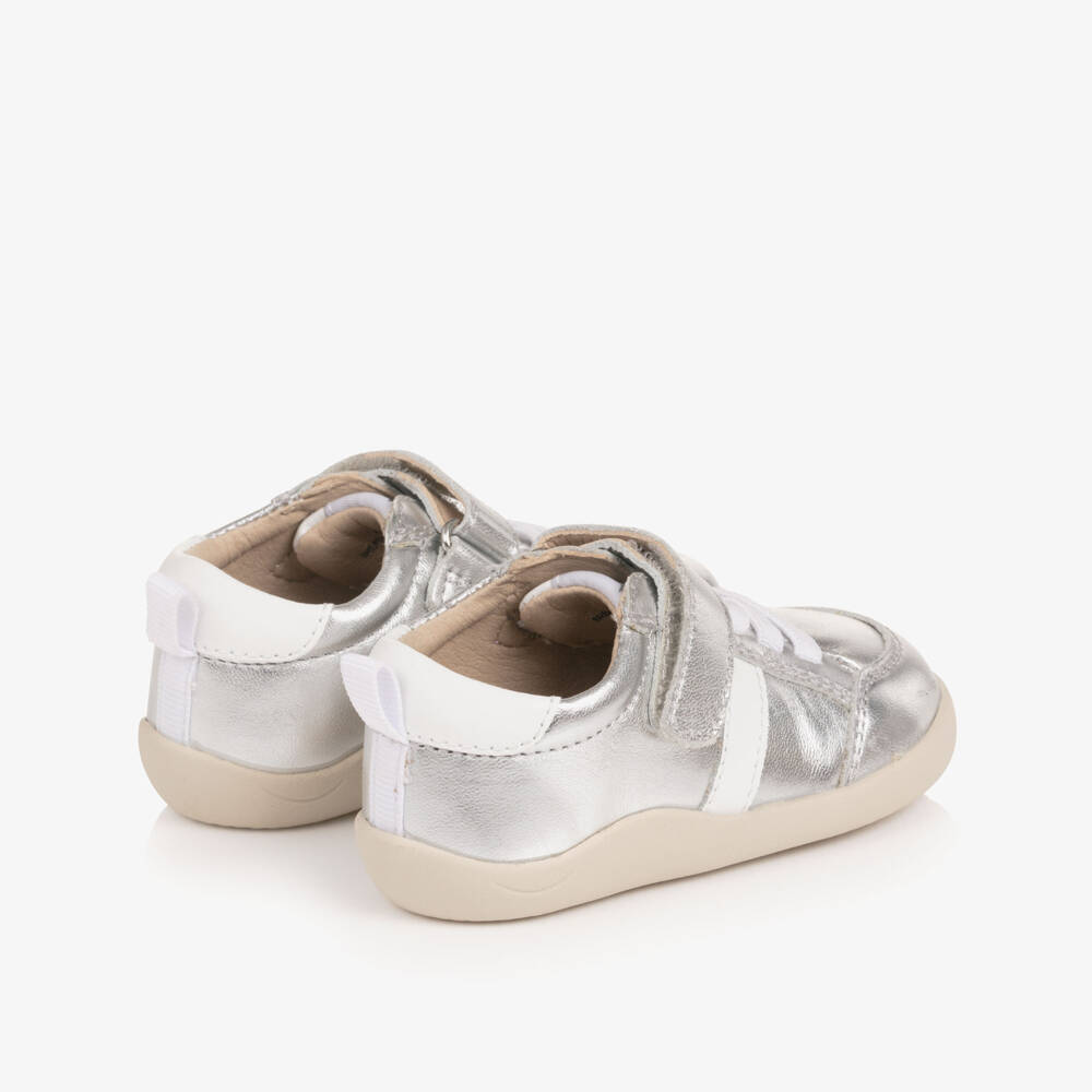 Old Soles-Metallic Silver Leather First Walker Trainers | Childrensalon Outlet