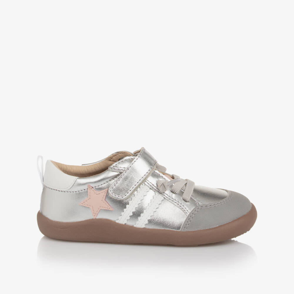 Old Soles-Metallic Silver Leather Star Trainers | Childrensalon Outlet
