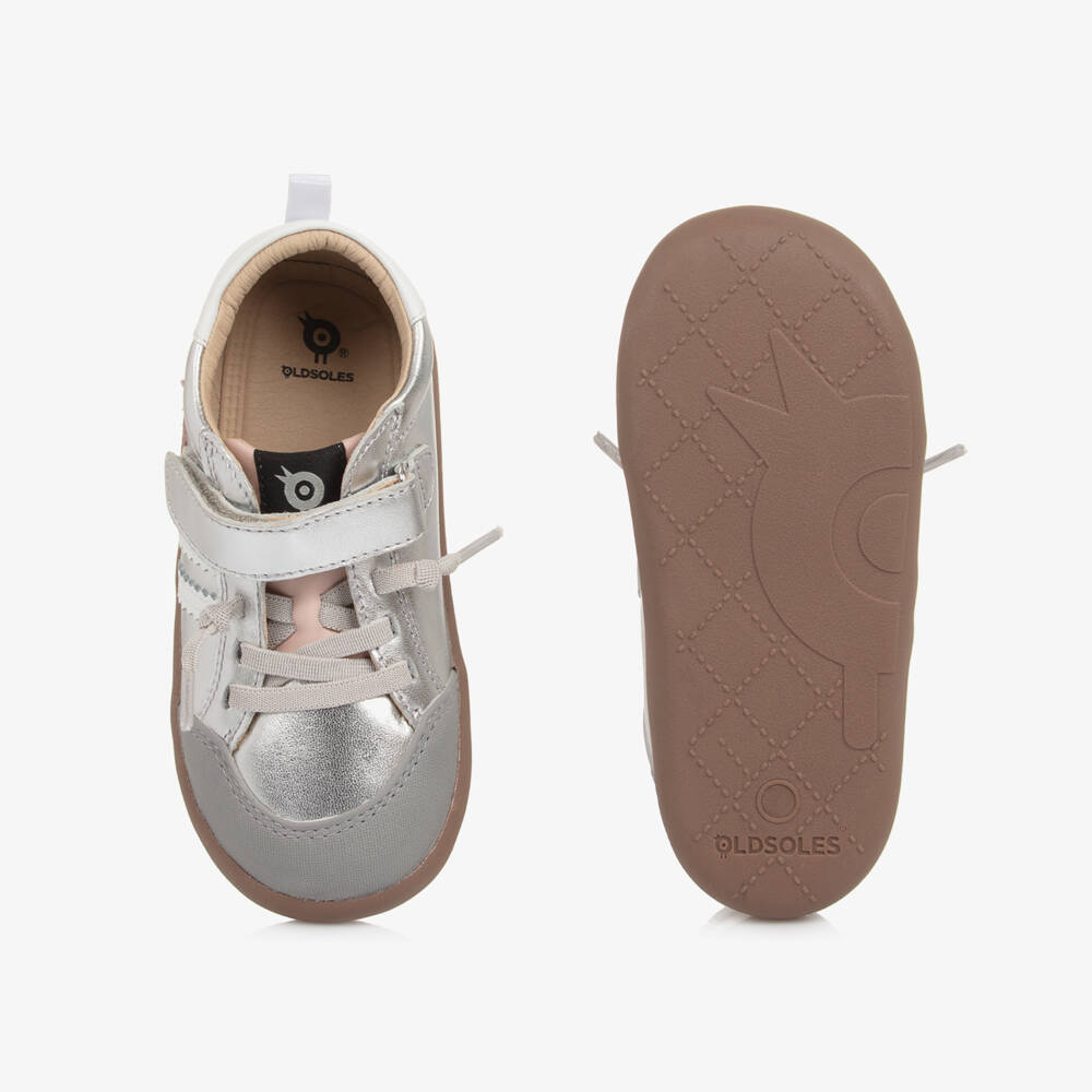 Old Soles-Metallic Silver Leather Star Trainers | Childrensalon Outlet