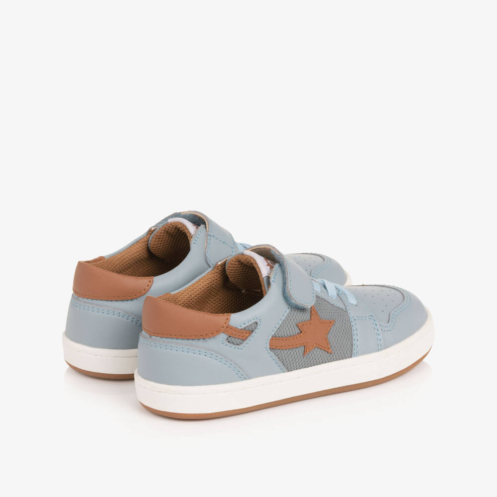 Old Soles-Pale Blue & Brown Leather Trainers | Childrensalon Outlet