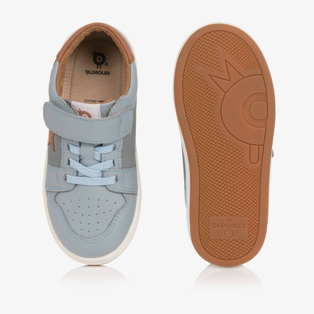 Old Soles-Pale Blue & Brown Leather Trainers | Childrensalon Outlet