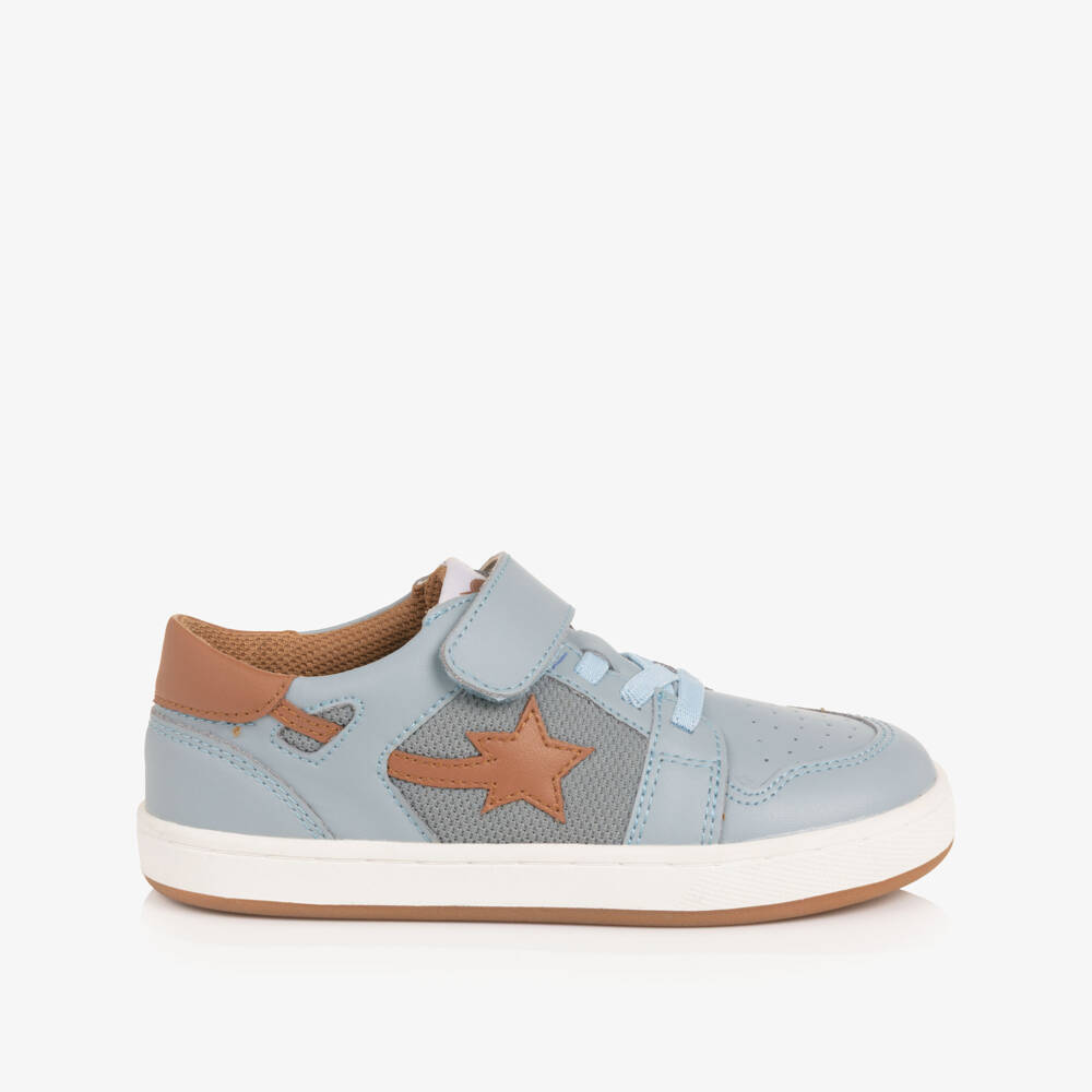 Old Soles-Pale Blue & Brown Leather Trainers | Childrensalon Outlet