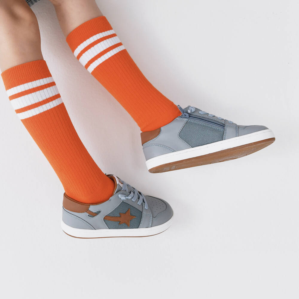 Old Soles-Pale Blue & Brown Leather Trainers | Childrensalon Outlet