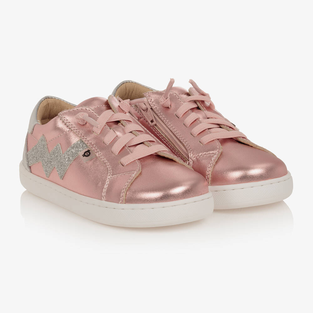 Old Soles - Rosa Leder-Sneakers mit Blitz-Motiv | Childrensalon