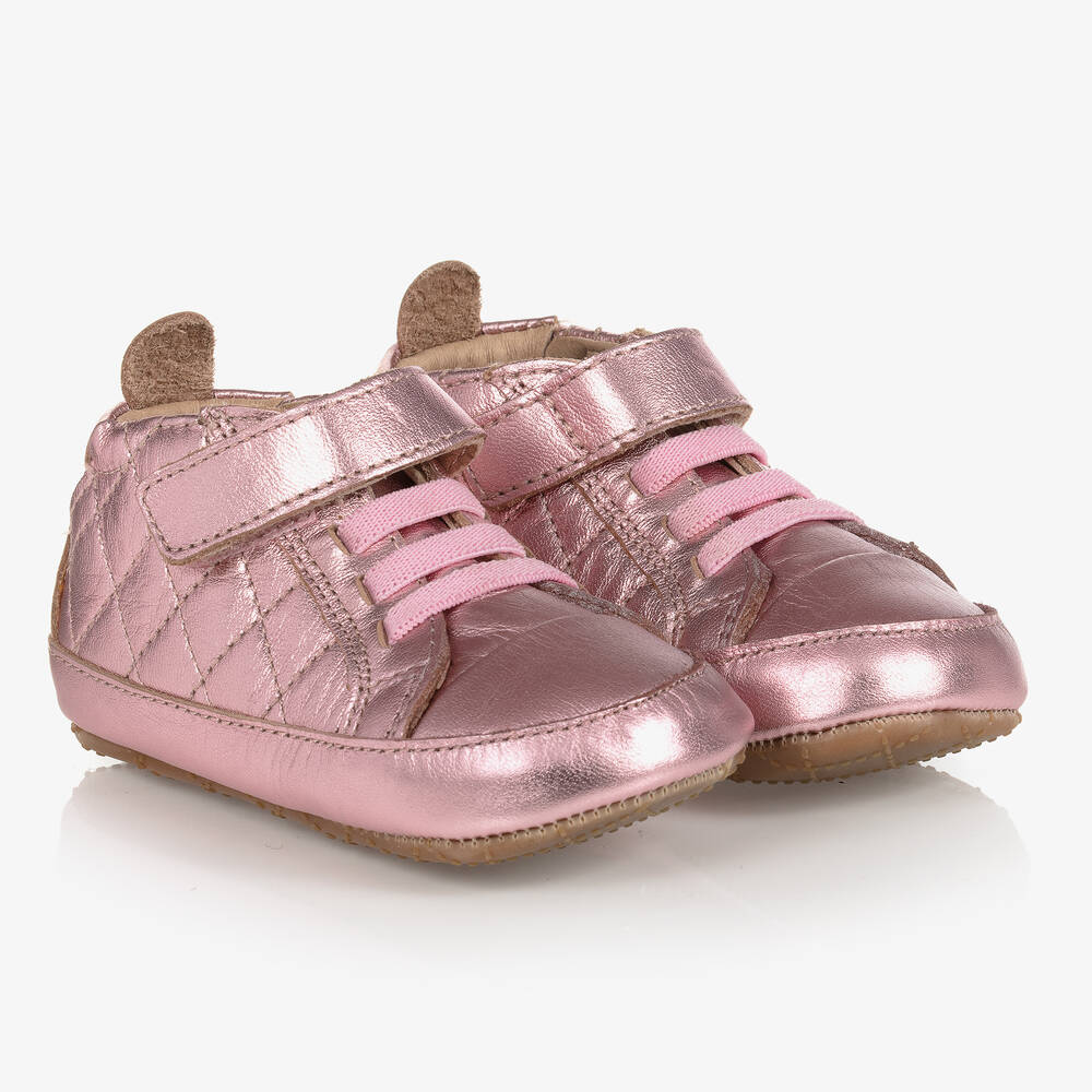 Old Soles - حذاء جلد لون زهري لمرحلة قبل المشي للمولودات | Childrensalon