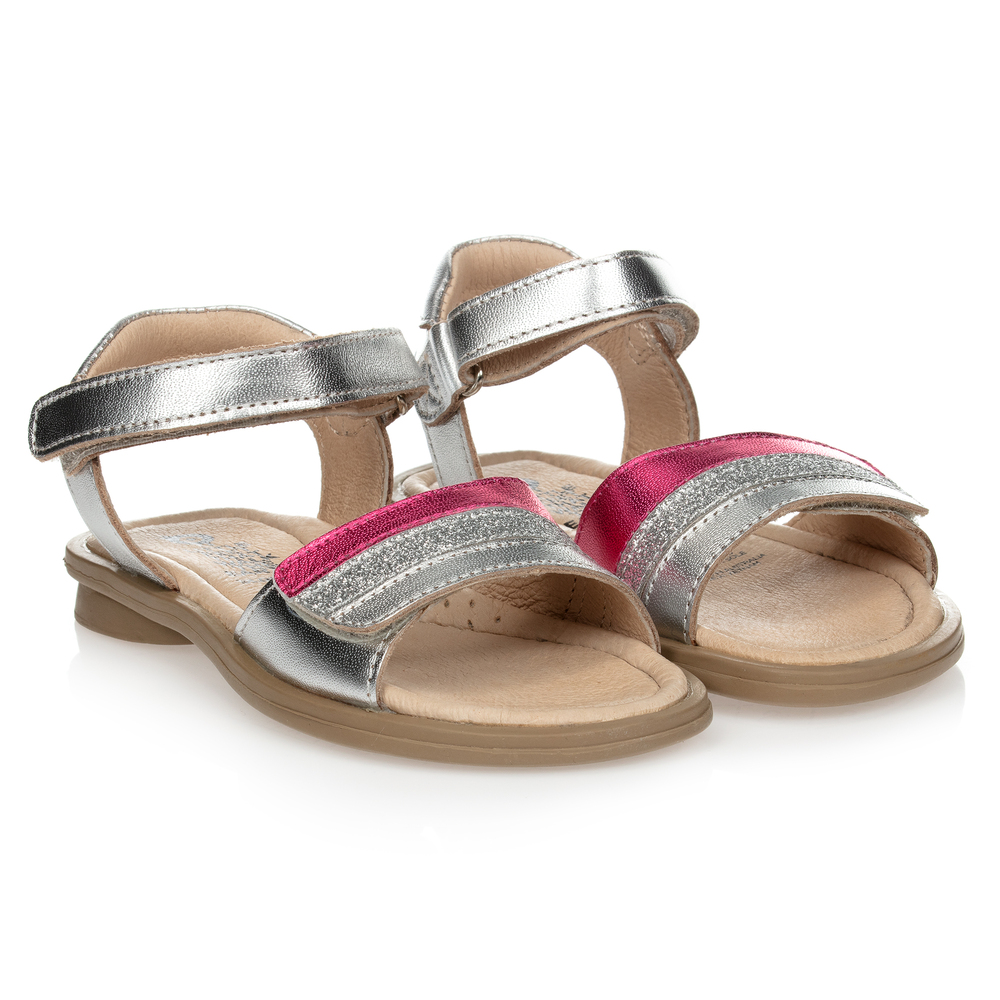 Old Soles - Серебристо-розовые кожаные сандалии  | Childrensalon