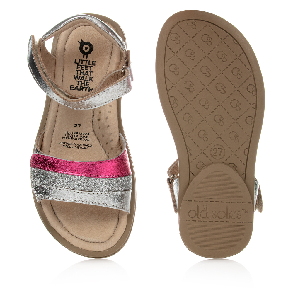 Old Soles Pink Silver Leather Sandals
