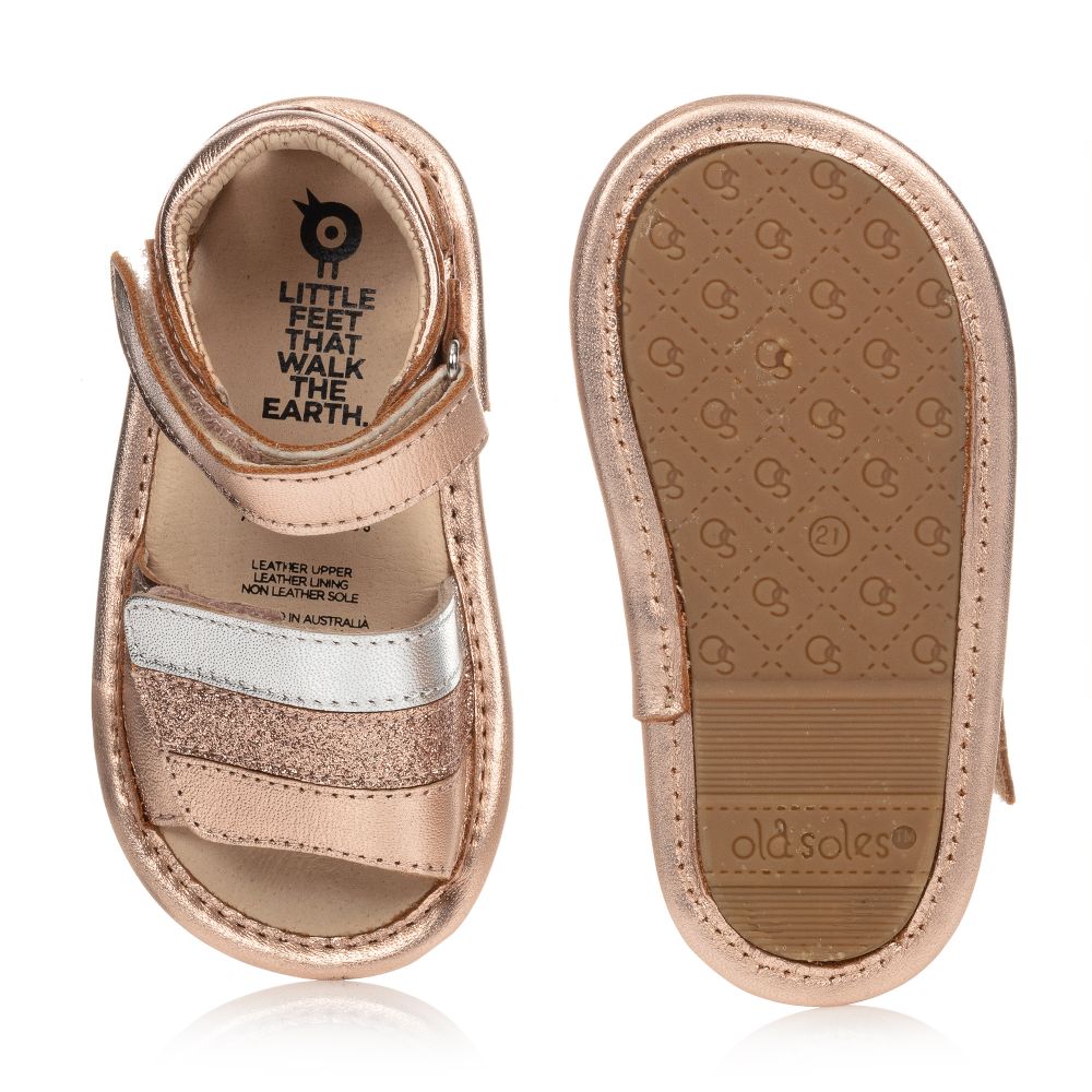 Old Soles Rose Gold Leather Baby Sandals Childrensalon Outlet