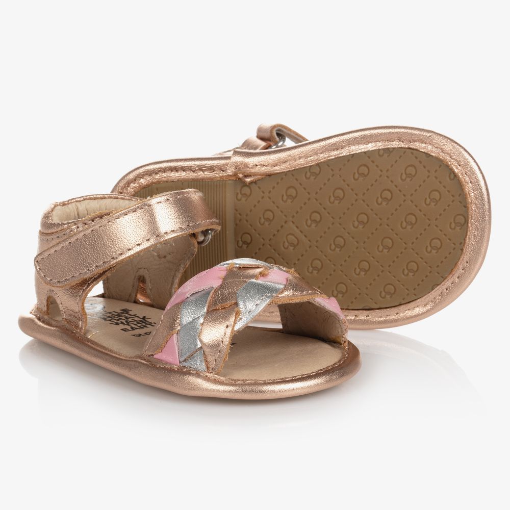 Rose gold open toe sandals store