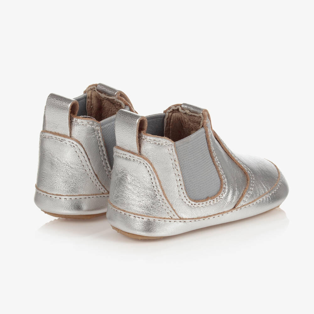 Old Soles-Silver Leather First-Walker Boots | Childrensalon Outlet