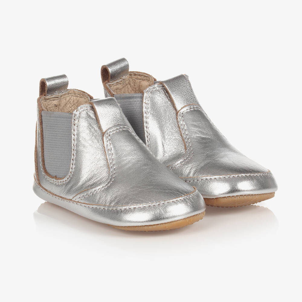 Old Soles - Silver Leather First-Walker Boots | Childrensalon