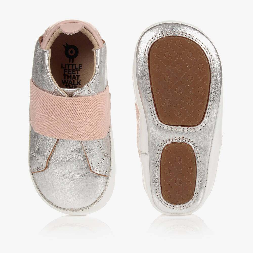 Old Soles-Silver Leather First-Walker Shoes | Childrensalon Outlet
