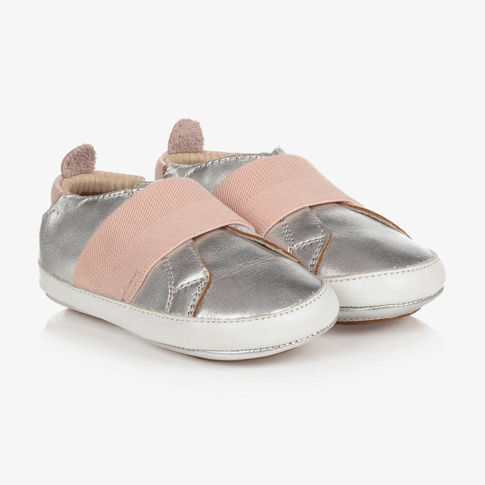 Old Soles-Silver Leather First-Walker Shoes | Childrensalon Outlet