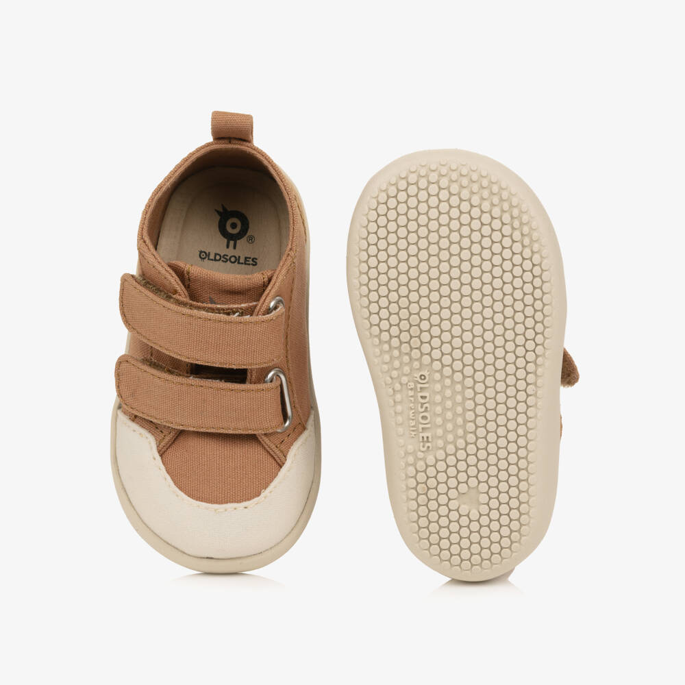 Old Soles-Tan Brown Canvas First Walker Trainers | Childrensalon Outlet