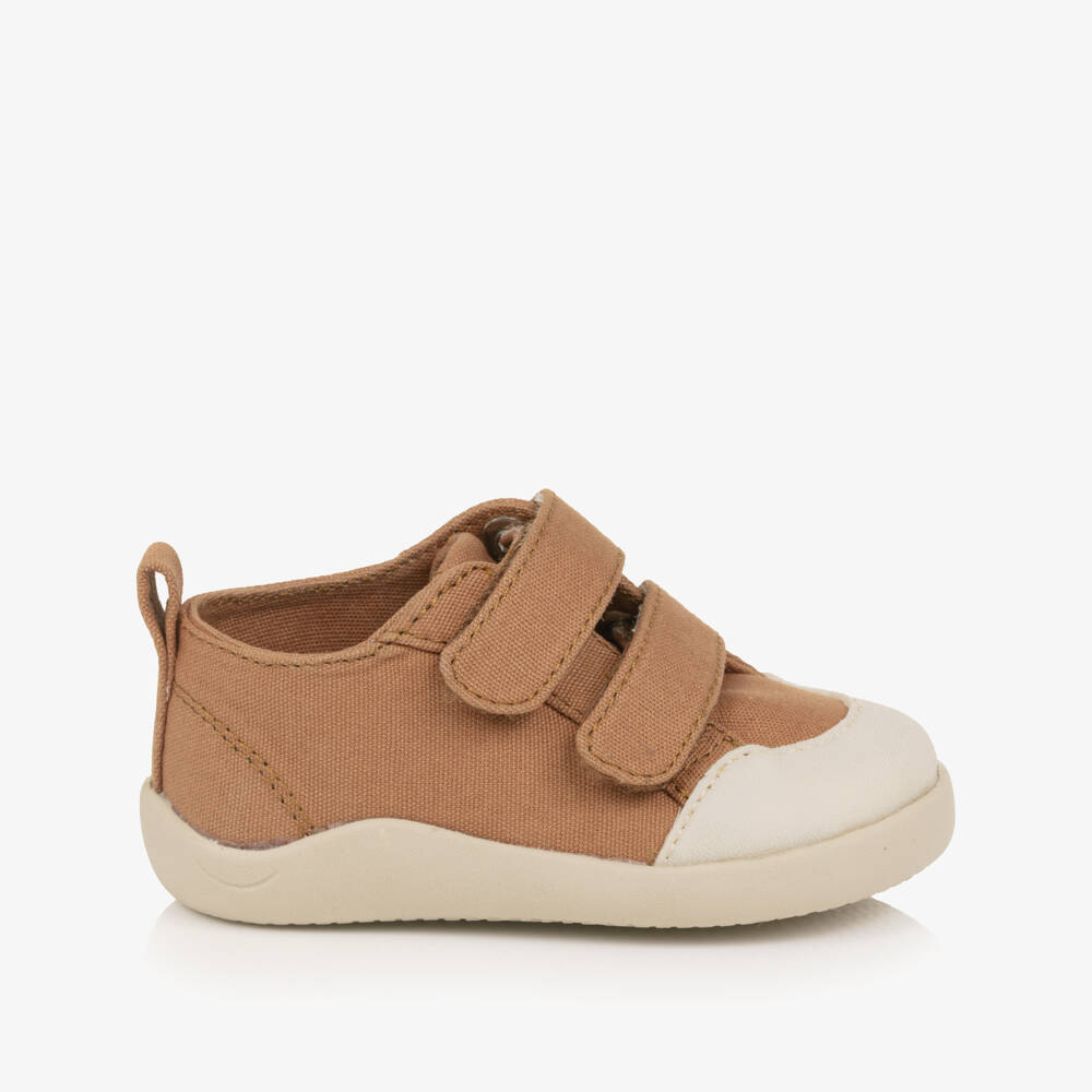 Old Soles-Tan Brown Canvas First Walker Trainers | Childrensalon Outlet