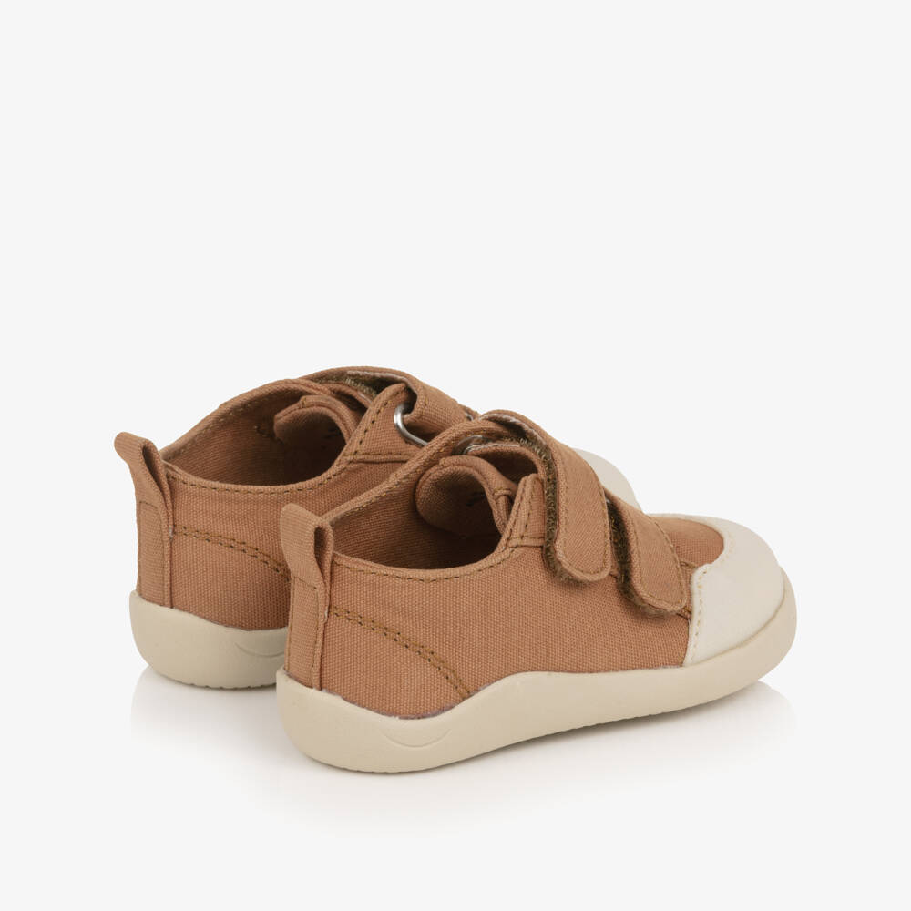 Old Soles-Tan Brown Canvas First Walker Trainers | Childrensalon Outlet